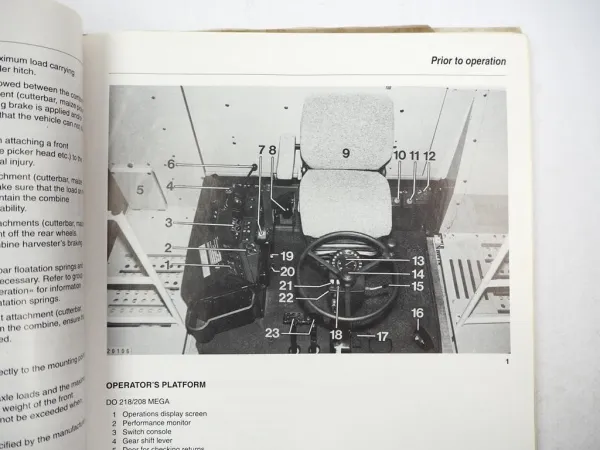 Claas Dominator 202 203 204 208 218 Mega Operators Manual 1994 Englisch