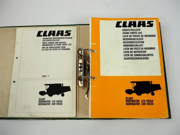 Claas Dominator 208 218 Mega Ersatzteilliste Spare Parts List 1993