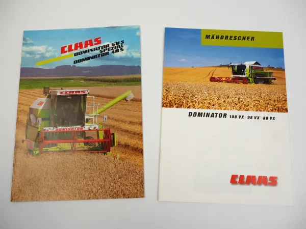 Claas Dominator 48S 58S 88VX 98VX 108VX Mähdrescher 2x Prospekt 1992/98