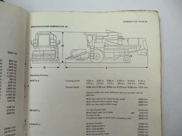Claas Dominator 56 66 76 Operators Manual Maintenance Wiring Diagram 3.1981 engl