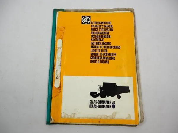 Claas Dominator 56 76 Operators Manual Maintenance Wiring Diagram 6.1979 engl.