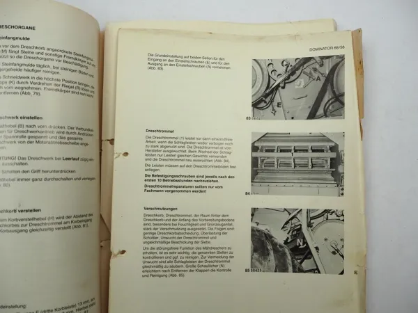 Claas Dominator 58 68 Mähdrescher Betriebsanleitung Wartung Schaltplan 1983