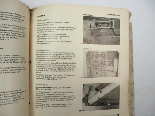 Claas Dominator 58 68 Mähdrescher Betriebsanleitung Wartung Schmierplan 1985