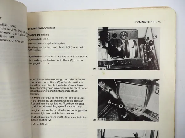 Claas Dominator 78 88 98 108 SL S Combine Operators Manual 1986 Englisch