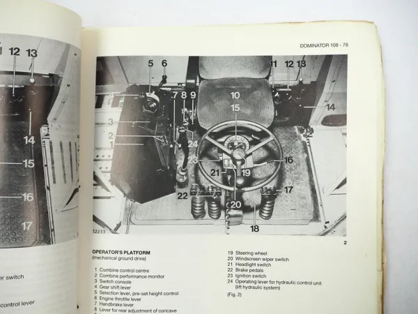 Claas Dominator 78 88 98 108 SL S Combine Operators Manual Maintenance 1986