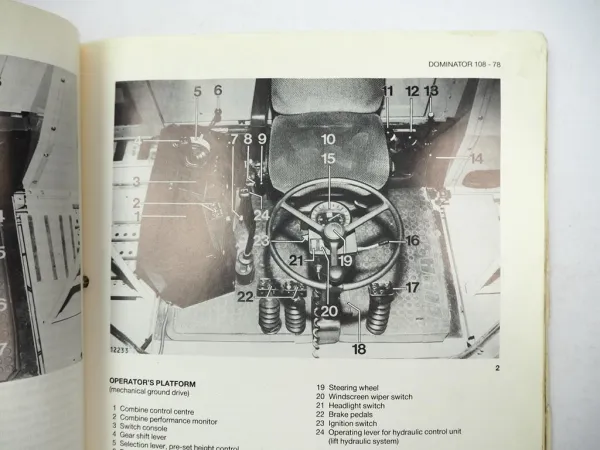 Claas Dominator 78 88 98 108 SL S Operators Manual Maintenance 1986