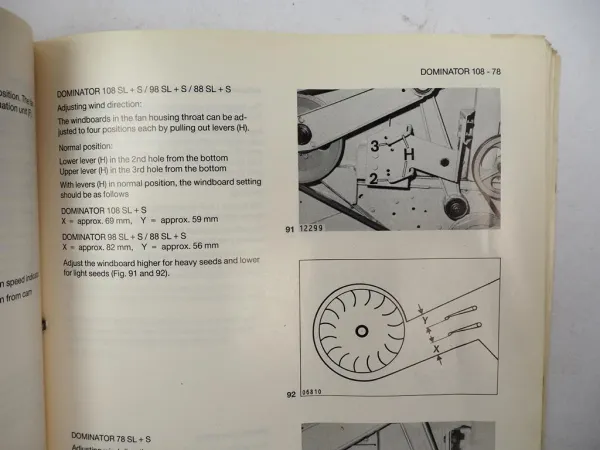 Claas Dominator 78 88 98 108 SL S Operators Manual Maintenance 1986 engl.