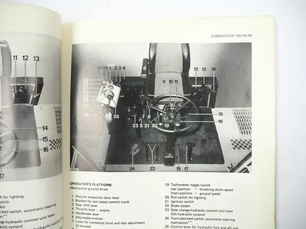 Claas Dominator 86 96 106 Operators Manual Maintenance Wiring Diagram 1984 engl.