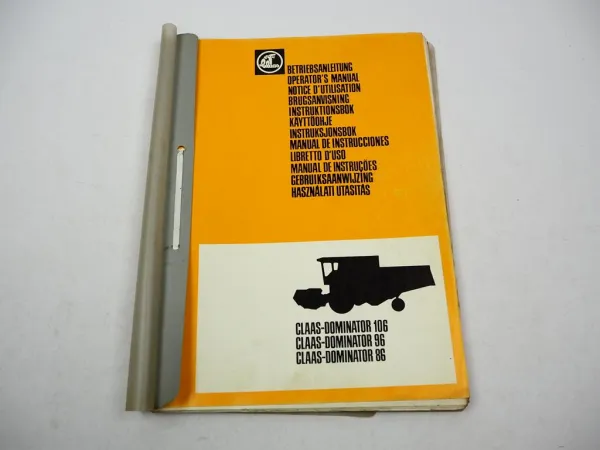 Claas Dominator 86 96 106 Operators Manual Maintenance Wiring Diagram engl. 1983