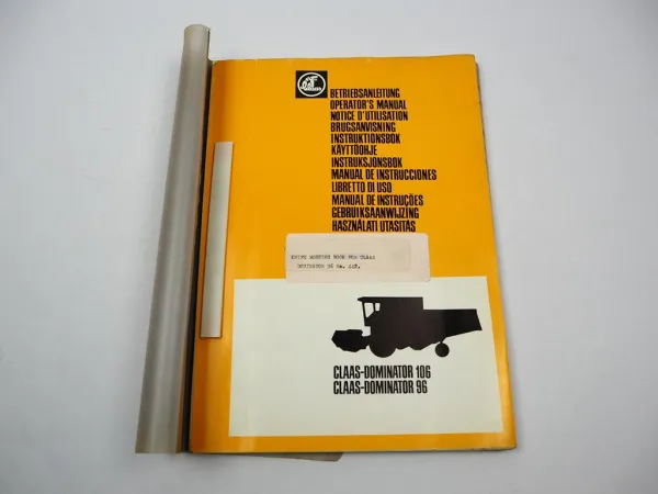Claas Dominator 96 106 Operators Manual Maintenance Wiring Diagram 1980 engl.