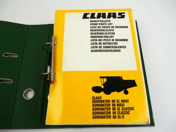 Claas Dominator 98 SL S Classic Maxi Mähdrescher Ersatzteilliste Parts List 1992