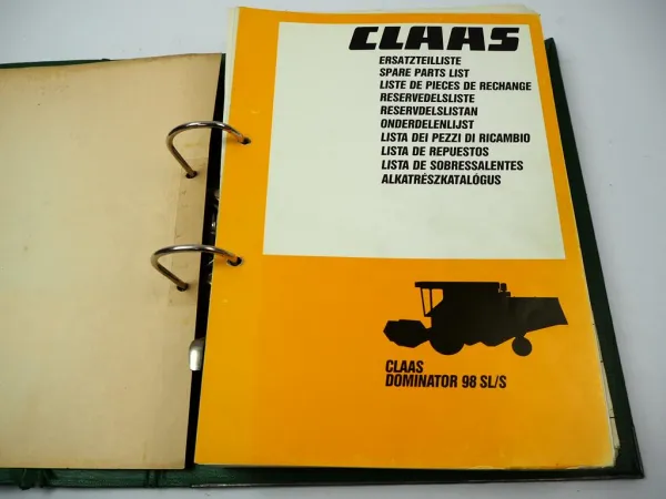 Claas Dominator 98 SL/ S Mähdrescher Ersatzteilkatalog Spar Parts List 1987
