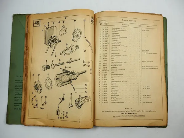 Claas Europa Mähdrescher Betriebsanleitung Ersatzteilliste 1960