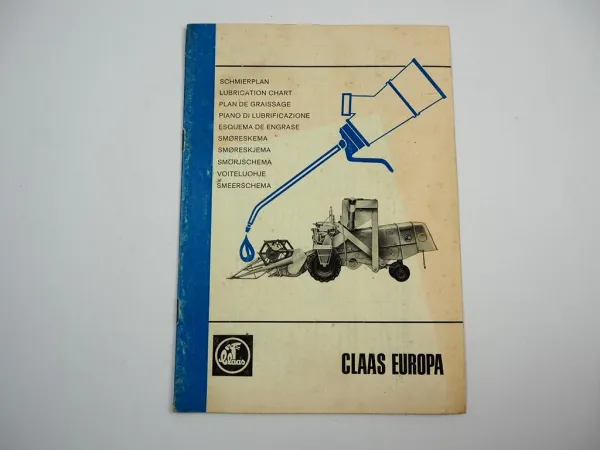 Claas Europa Mähdrescher Schmierplan 1966