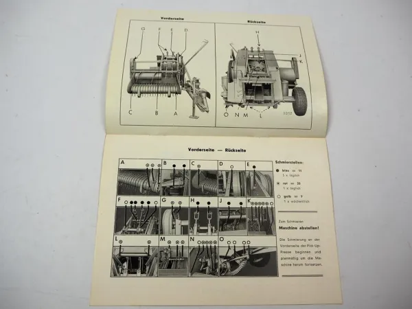 Claas HD Pick Up Sammelpresse Betriebsanleitung Ersatzteilliste Schmierplan 1962