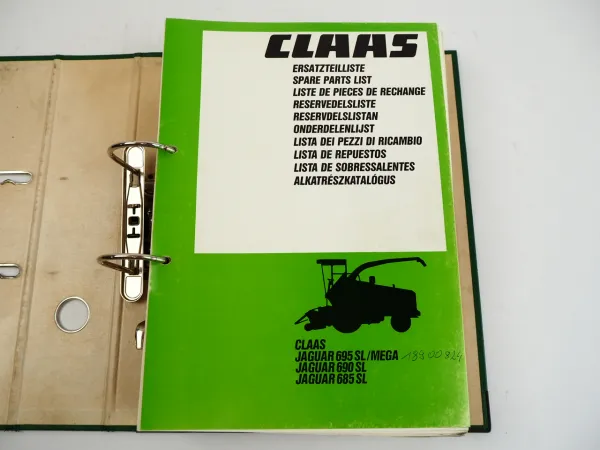 Claas Jaguar 685 690 695 SL Mega Feldhäcksler Ersatzteilliste Parts List 1994