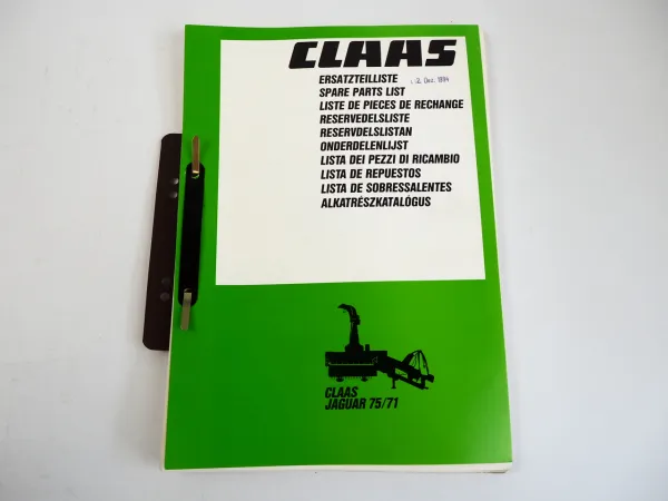 Claas Jaguar 71 75 Feldhäcksler Ersatzteilliste Spare Parts List 1994