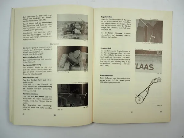 Claas Junior Automatic Mähdrescher Betriebsanleitung Bedienungsanleitung 1964