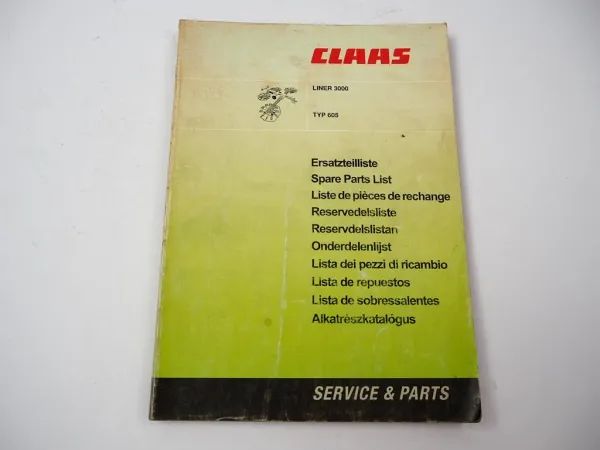 Claas Liner 3000 Typ 605 Kreiselschwader Ersatzteilliste Spare Parts List 2007