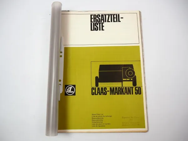 Claas Markant 50 Ballenpresse Ersatzteilliste Bildkatalog Spare Parts List 1976