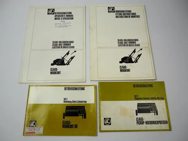 Claas Markant 60 Hochdruckpresse Ballenschleuder Betriebsanleitung Wartung