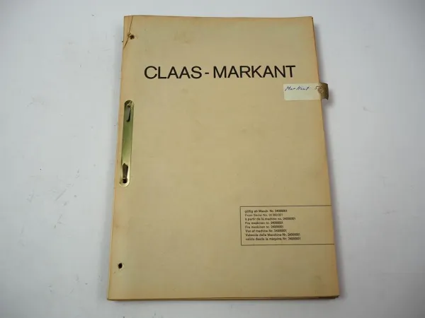 Claas Markant Constant Presse Ersatzteilliste Ersatzteilkatalog 1970er Jahre