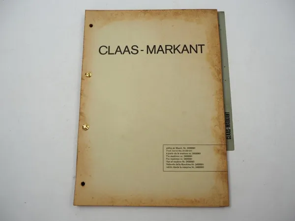 Claas Markant Hochdruckpresse Ersatzteilliste Ersatzteilkatalog 1970er Jahre