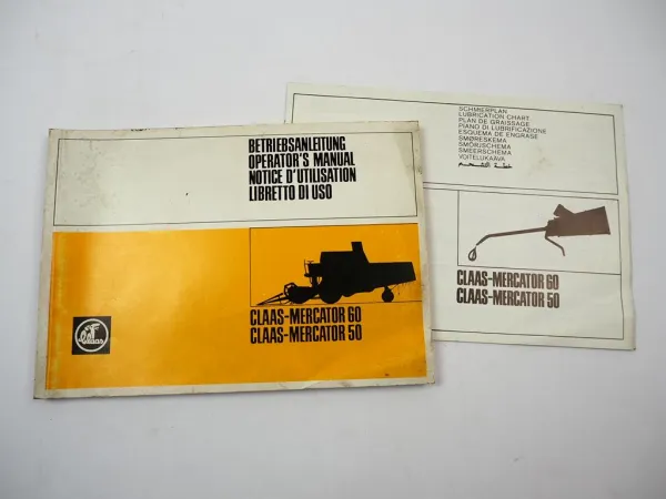 Claas Mercator 50 60 Mähdrescher Betriebsanleitung Bedienung Schmierplan 1993/94