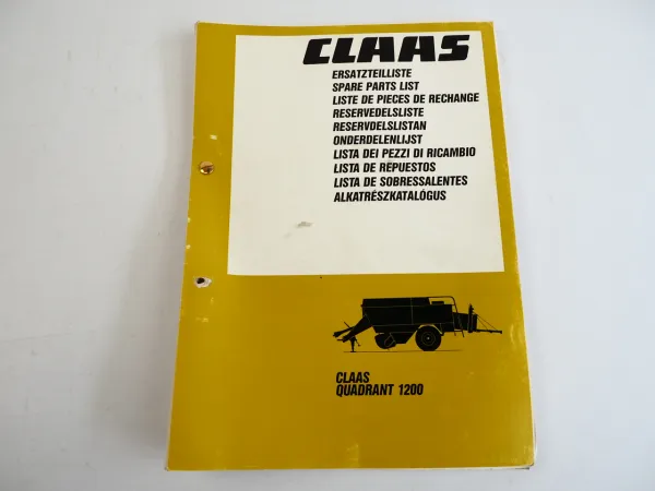 Claas Quadrant 1200 Ballenpresse Ersatzteilliste Spare Parts List 1990