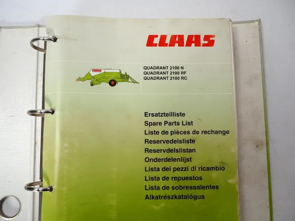 Claas Quadrant 2100 N RF RC Presse Ersatzteilliste Spare Parts List 2006