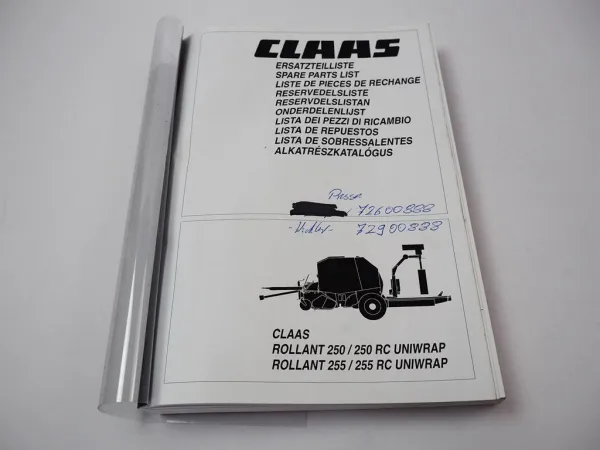 Claas Rollant 250 250RC Uniwrap Presse Ersatzteilliste Parts List 2003