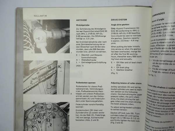 Claas Rollant 44 Rundballenpresse Betriebsanleitung Bedienungsanleitung 1981