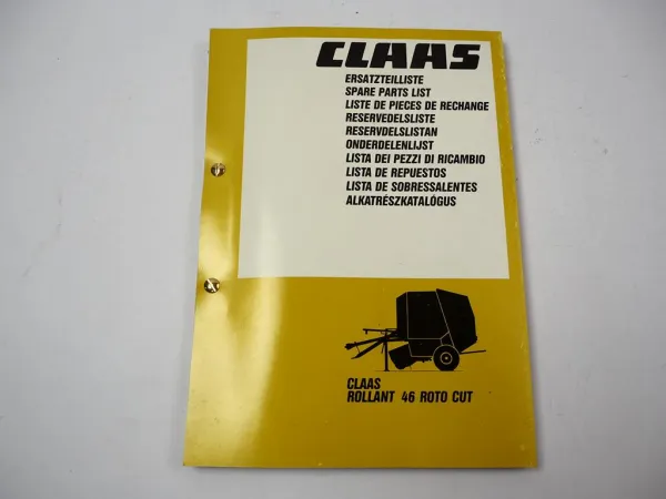 Claas Rollant 46 Roto Cut Presse Ersatzteilliste Spare Parts List 1995