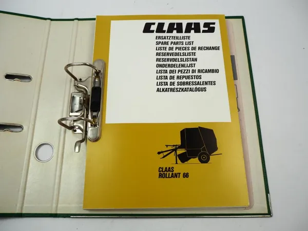 Claas Rollant 66 Rundballenpresse Ersatzteilliste Ersatzteilkatalog 1994