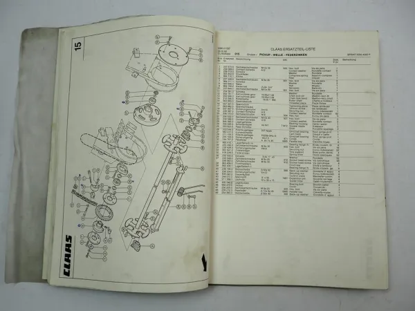 Claas Sprint 4000P 5000P 5000GT Ladewagen Ersatzteilliste Ersatzteilkatalog 1993