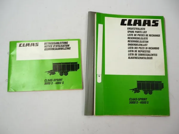 Claas Sprint 5000S 4000S Ladewagen Betriebsanleitung Ersatzteilliste 1993