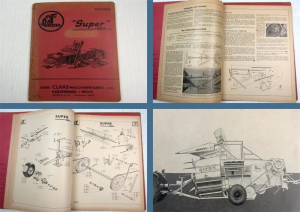 Claas Super 500 Betriebsanleitung Bedienung Ersatzteilliste Ersatzteilkatalog 61