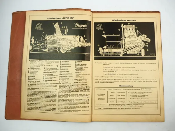 Claas Super 500 Mähdrescher Bedienungsanleitung Ersatzteilliste 1959