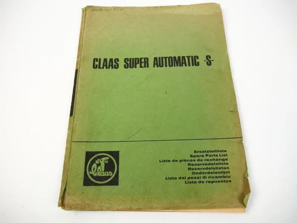 Claas Super Automatic S Mähdrescher Ersatzteilliste Ersatzteilkatalog 1968