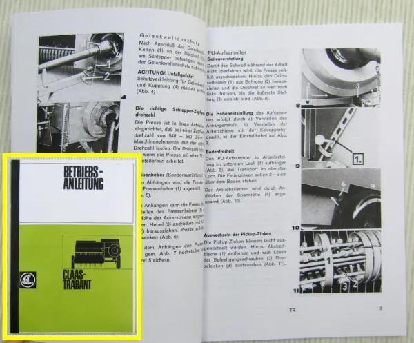 Claas Trabant Hochdruckpresse Betriebsanleitung Bedienung Wartung Schmierplan