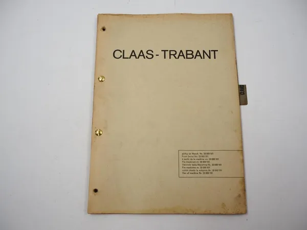 Claas Trabant Hochdruckpresse Ersatzteilliste Ersatzteilkatalog ca. 1970er Jahre