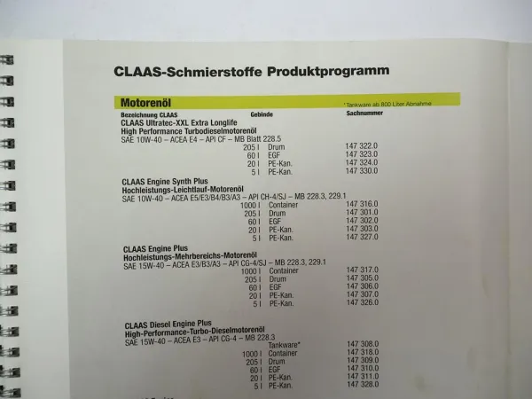 Claas Traktoren Mähdrescher Wartungstabellen Schmierstoffe Produktprogramm Claas Traktoren Mähdrescher Wartungstabellen Schmierstoffe Produktprogramm