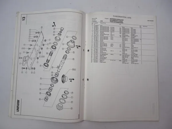 Claas Unifarm CM 186 186C Mähwerk Ersatzteilliste Spare Parts List 1998