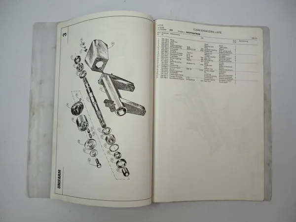 Claas Unifarm CM 210 Mähwerk Ersatzteilliste Spare Parts List 1990