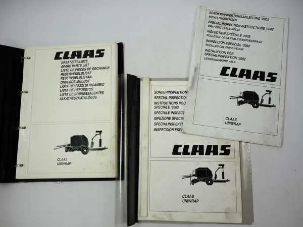 Claas Uniwrap Ersatzteilliste 2001 Sonderinspektionsanleitung 2002
