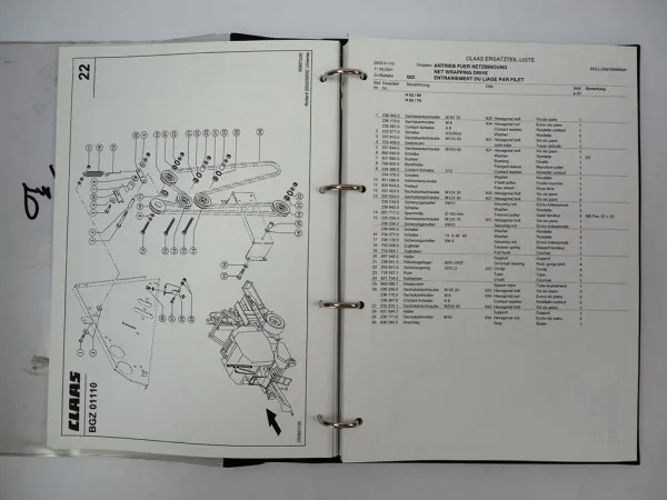 Claas Uniwrap Ersatzteilliste 2001 Sonderinspektionsanleitung 2002