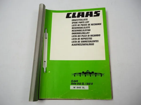 Claas Volto 640SL 640H Heuwender Ersatzteilliste Spare Parts List 1992