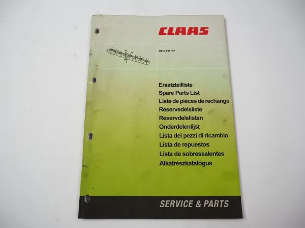 Claas Volto 77 Heuwender Ersatzteilliste Spare Parts List 2008