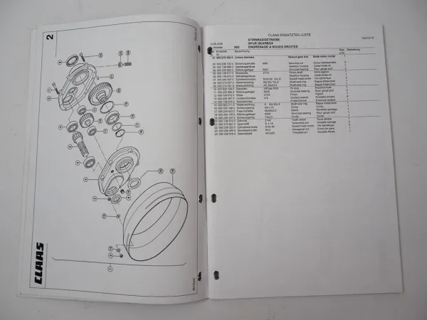 Claas Volto 77 Heuwender Ersatzteilliste Spare Parts List 2008