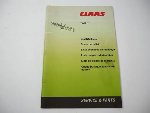 Claas Volto 77 Heuwender Ersatzteilliste Spare Parts List 2010